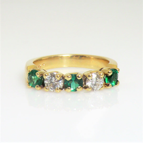 14k yellow gold emerald and diamond ring V4