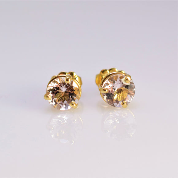 14k yellow gold morganite stud earrings