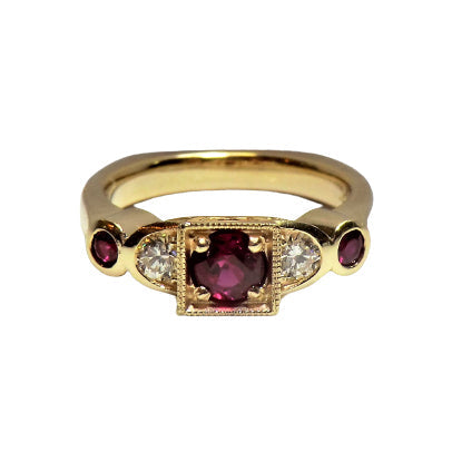 14k yellow gold ruby and diamond ring V2