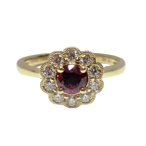 14k yellow gold ruby and diamond ring V3