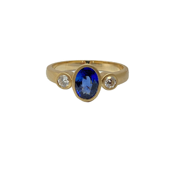 14k yellow gold sapphire and diamond ring V2