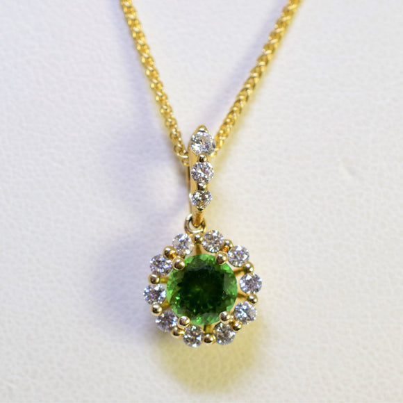 14k yellow gold tourmaline and diamond pendant V2