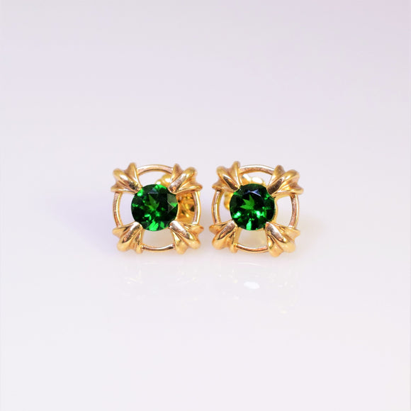 14k yellow gold tsavorite garnet earrings