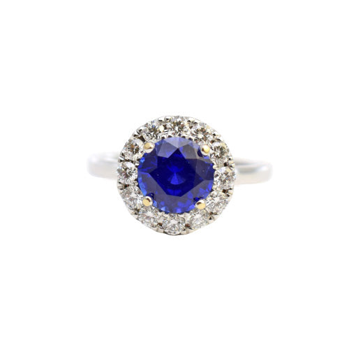 18 karat white gold sapphire and diamond ring