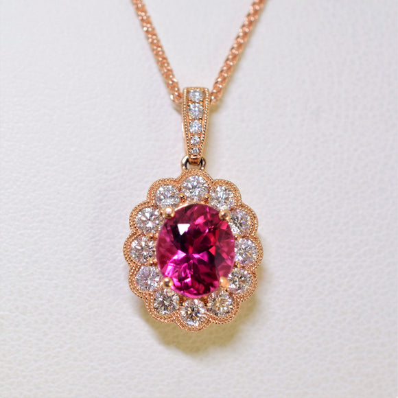 18k rose gold tourmaline and diamond pendant