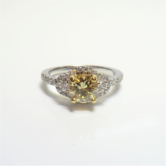 18k two-tone yellow diamond ring