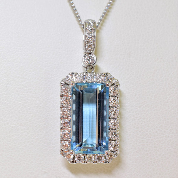 18k white gold aquamarine and diamond pendant