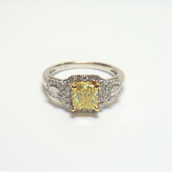 18k white gold fancy yellow diamond ring