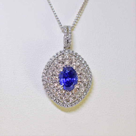 18k white gold sapphire and diamond pendant