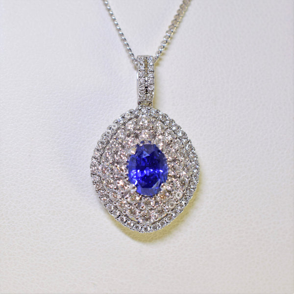 18k white gold sapphire and diamond pendant