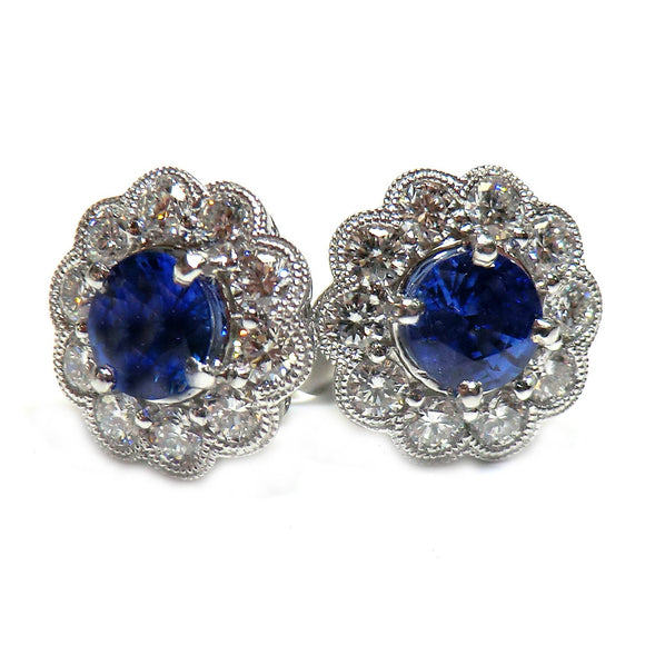 18k white gold sapphire and diamond stud earrings