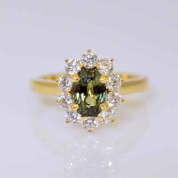 18k yellow gold alexandrite and diamond ring