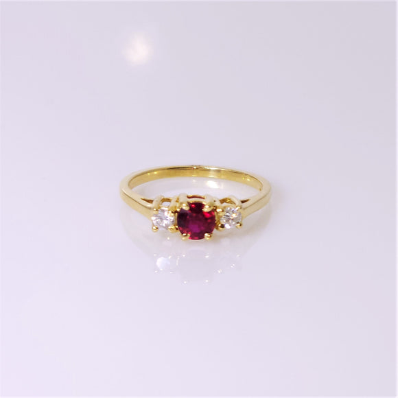 18k yellow gold ruby and diamond ring