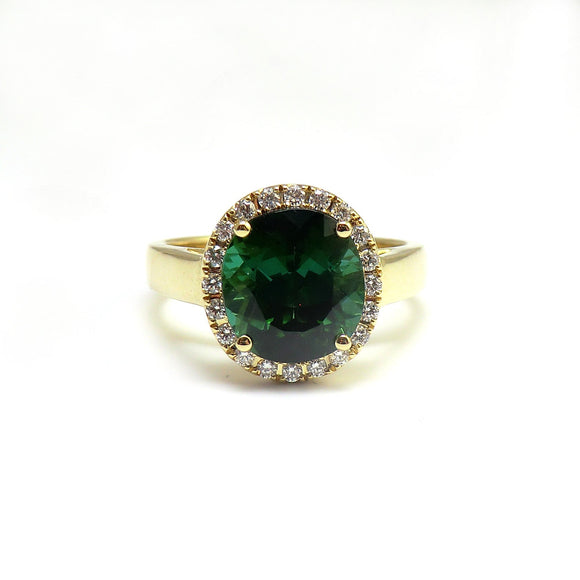 18k yellow gold tourmaline halo ring