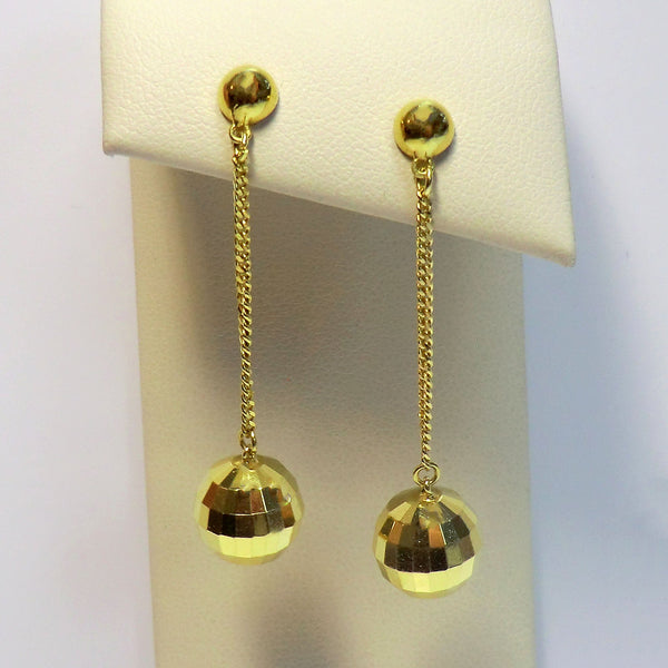 22k yellow disco ball drop earrings