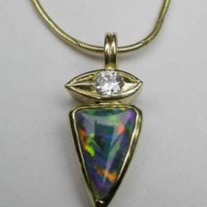 Black Opal &amp; Diamond Pendant