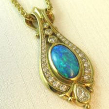 Black Opal and Diamond Pendant