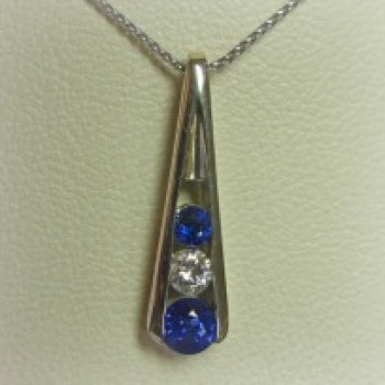 Blue Sapphire & Diamond Pendant