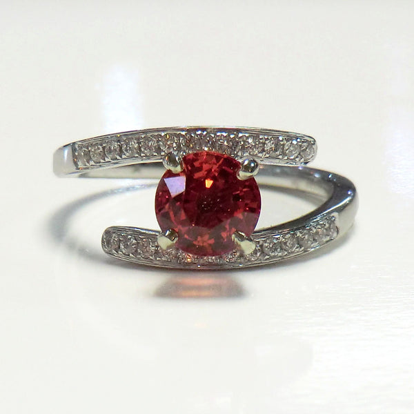 Bypass Ring with Orange Sapphire and Diamonds