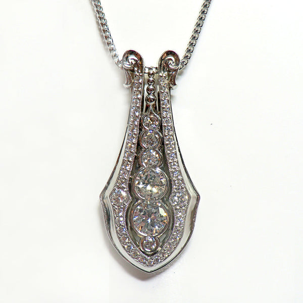 Custom 14k white gold diamond pendant