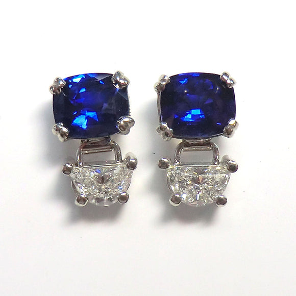 Custom 14k white sapphire and diamonds stud earrings