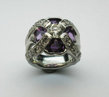 Custom Amethyst and Diamond Ring