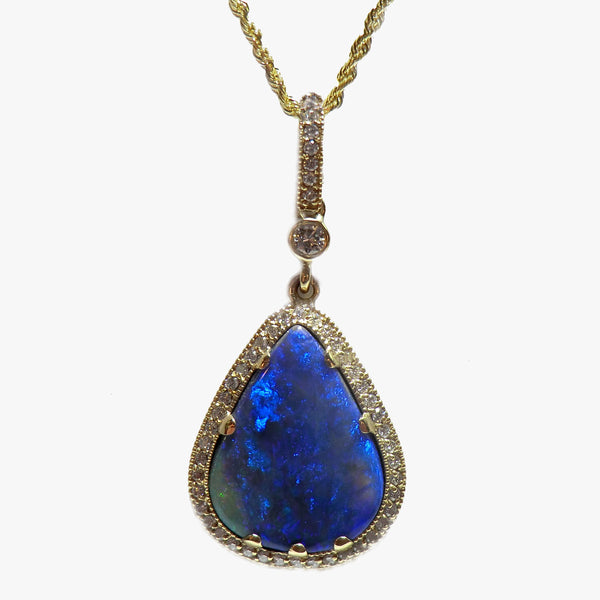 Custom Opal and Diamond Pendant