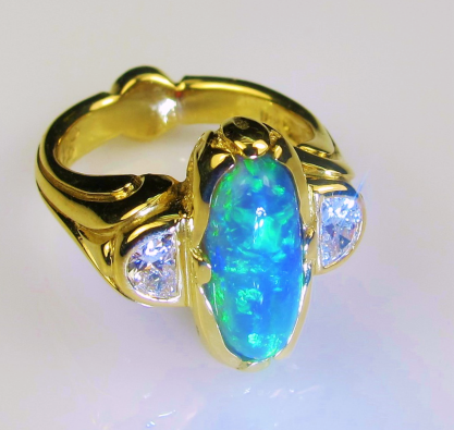 Custom Opal and Diamond Ring