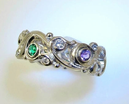 Custom Swirl Design Mother's Ring