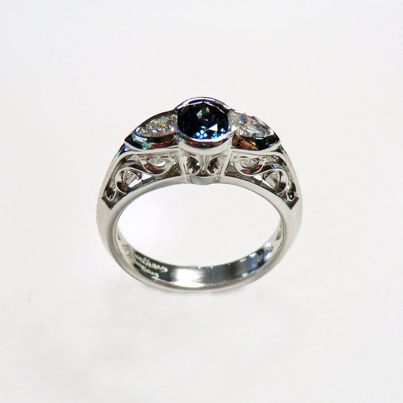 Custom platinum alexandrite and diamond ring