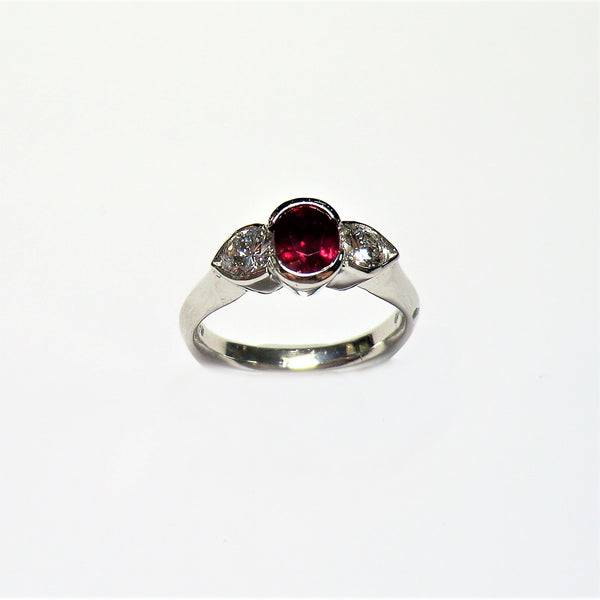 Custom platinum ruby and diamond ring