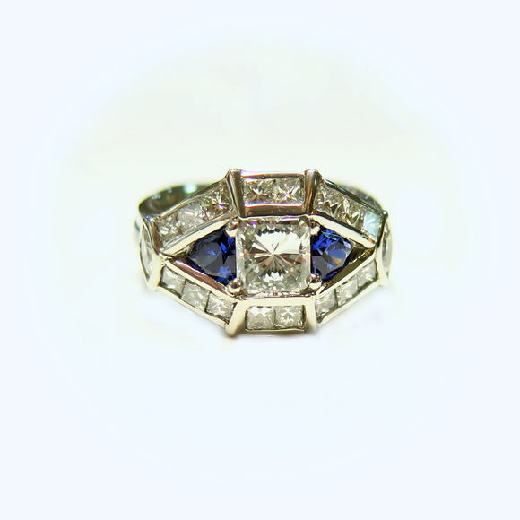 Custom sapphire and diamond ring