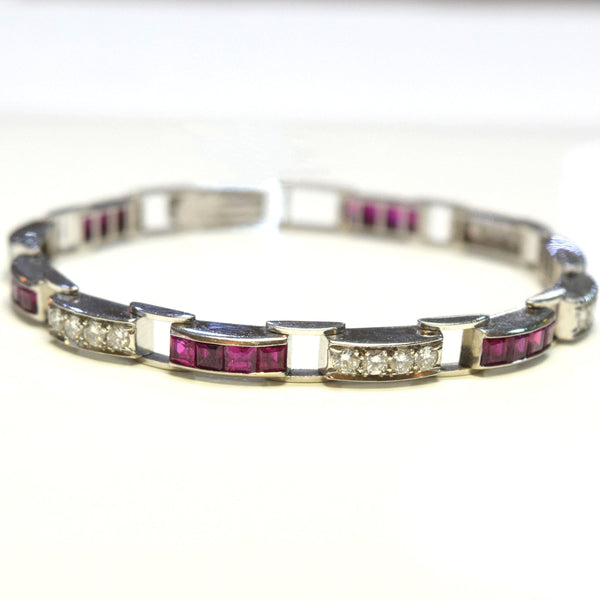 Diamond &amp; Ruby Tennis Bracelet