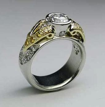 Diamond Ring Accented By Yellow Diamonds