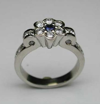 Diamond and Sapphire Flower Ring