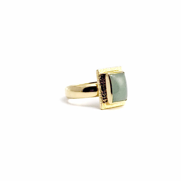 Gold Plated Sterling Silver Ring with Jade
