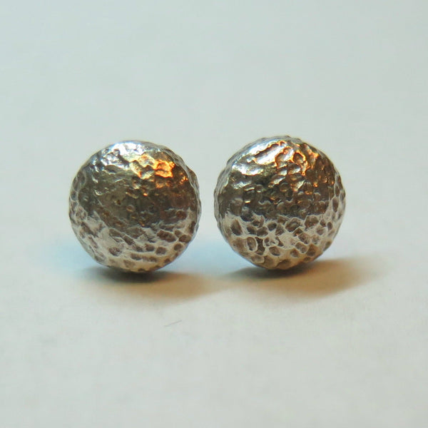 Hammered Dome Sterling Silver Earrings