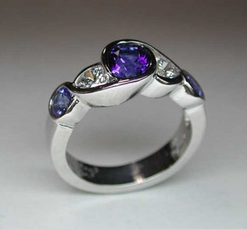 Purple Sapphire &amp; Diamond Ring