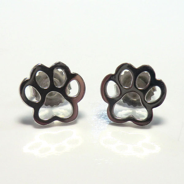 Sterling silver custom designed paw stud earrings