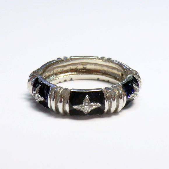 blue enamel band with diamonds