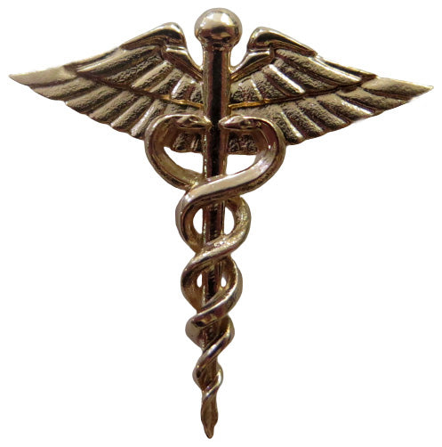 custom 14k rose gold caduceus pin