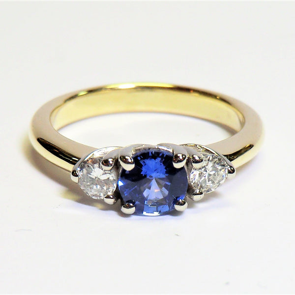 custom 14k two-tone sapphire and diamond ring V2