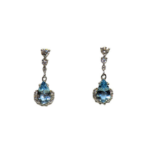 custom 14kw aquamarine &amp; diamond earrings