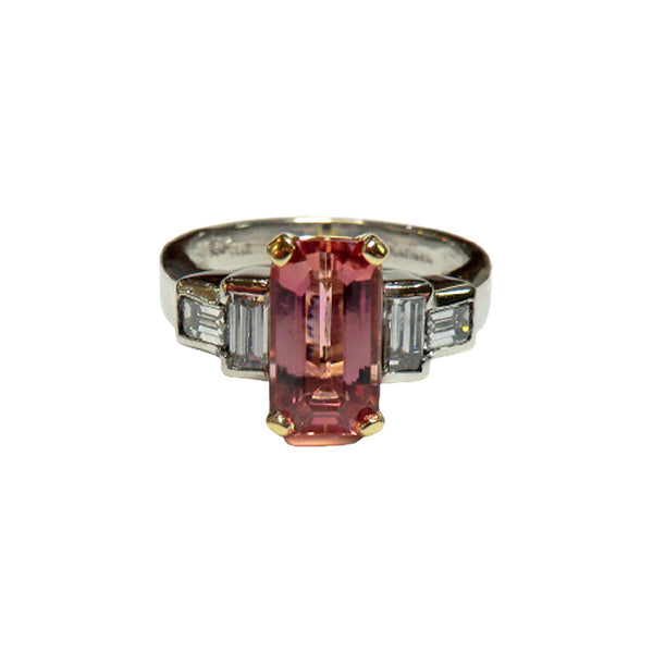 custom platinum and 18ky imperial topaz and diamond ring