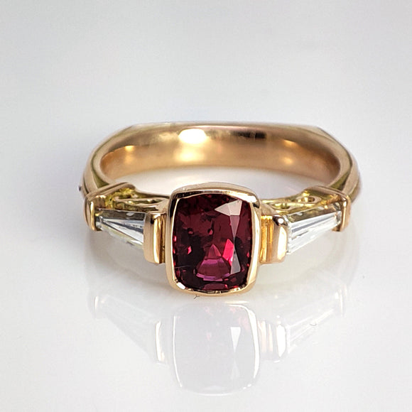 custom spinel and diamond ring