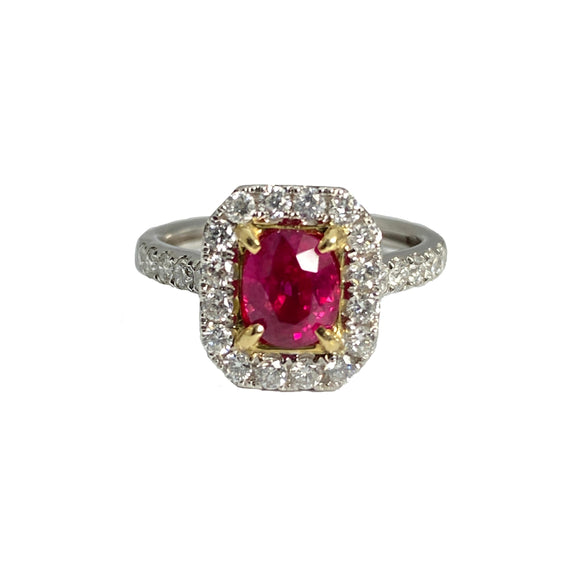 ruby and diamond halo ring