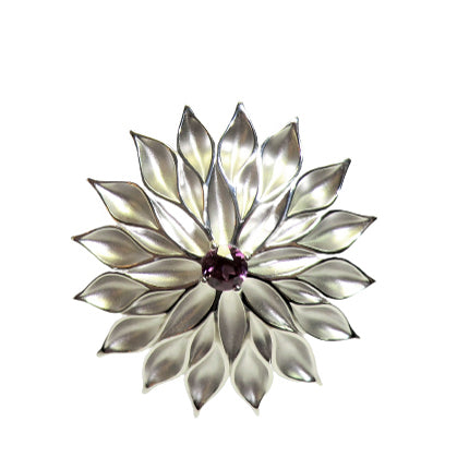 sterling silver garnet flower pendant