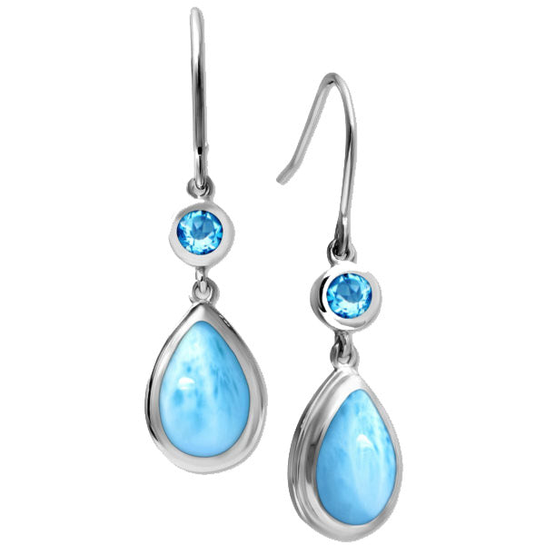 sterling silver larimar and blue topaz earrings