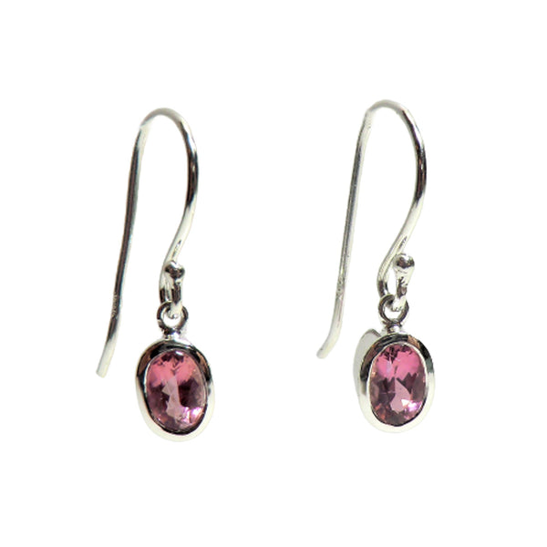sterling silver pink tourmaline earrings