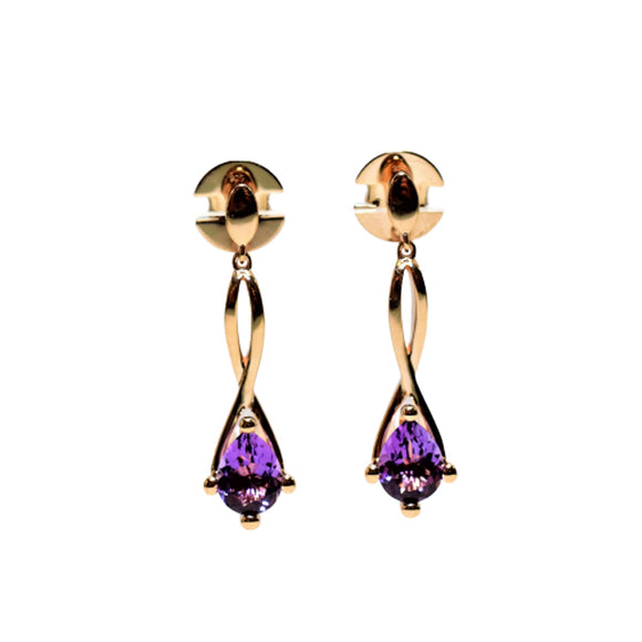 sterling silver rose gold plated amethyst earrings